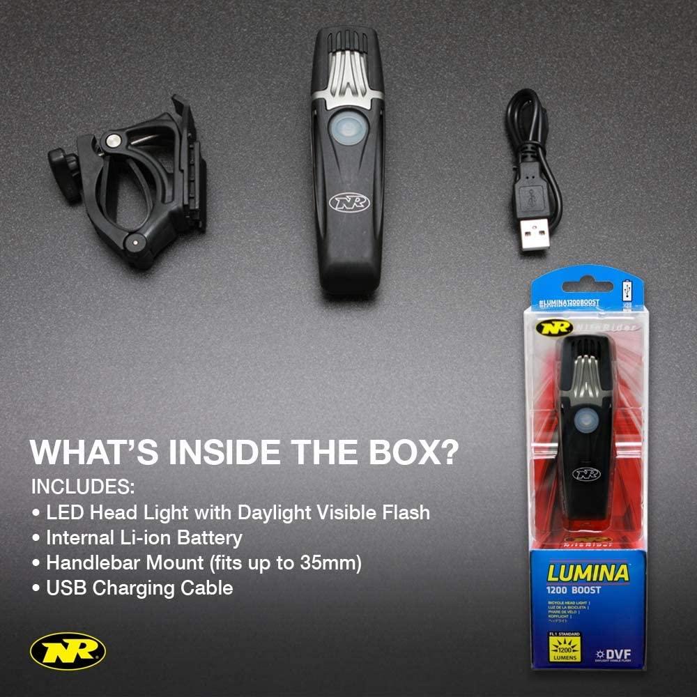 NiteRider Lumina 1200 Boost USB Rechargeable Bike Light Powerful Lumens Bicycle Headlight LED Front Light Easy to Install for Men Women Road Mountain City Commuting Adventure Cycling Safety Flashlight