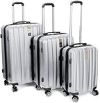 Platinum Voyager Series - 3 Piece Hardside Spinner Luggage Set (Silver)(20",24",28")