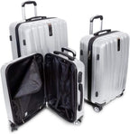 Platinum Voyager Series - 3 Piece Hardside Spinner Luggage Set (Silver)(20",24",28")