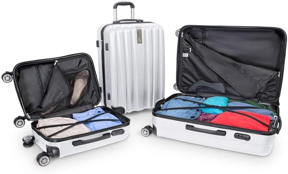 Platinum Voyager Series - 3 Piece Hardside Spinner Luggage Set (Silver)(20",24",28")
