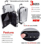 Platinum Voyager Series - 3 Piece Hardside Spinner Luggage Set (Silver)(20",24",28")