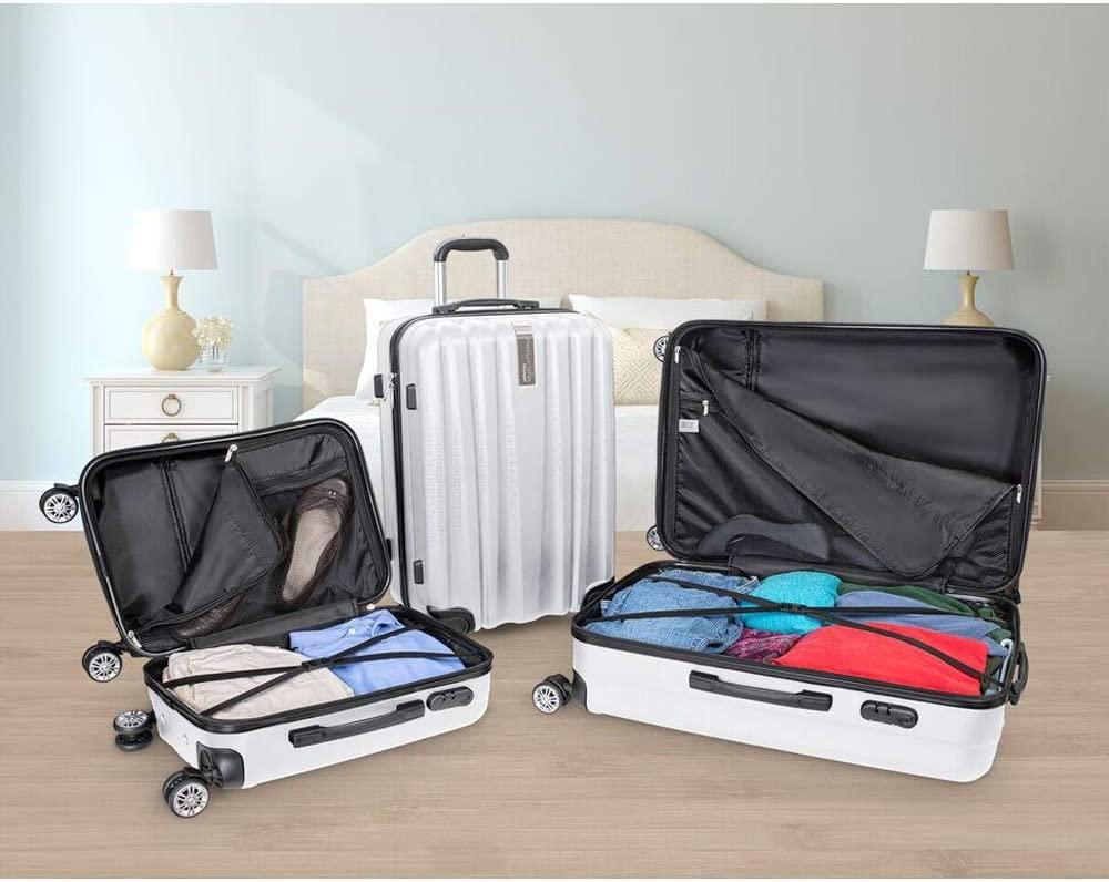 Platinum Voyager Series - 3 Piece Hardside Spinner Luggage Set (Silver)(20",24",28")