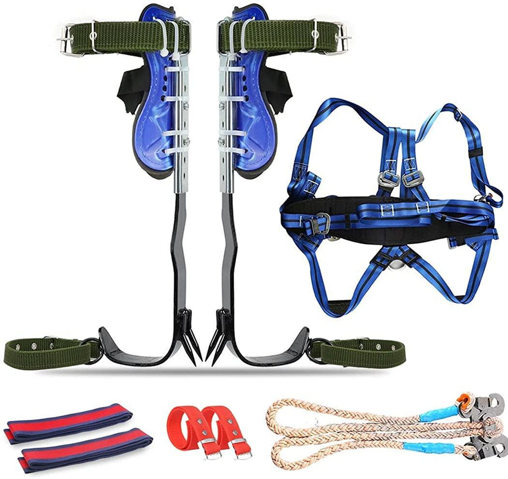 GothicBride Tree Climbing Spikes with Harness Belt, 304  Steel 2 Gear Tree Climbing Tool Adjustable Tree Climbing spikes with Non-Slip Pedal for Outdoor Activities