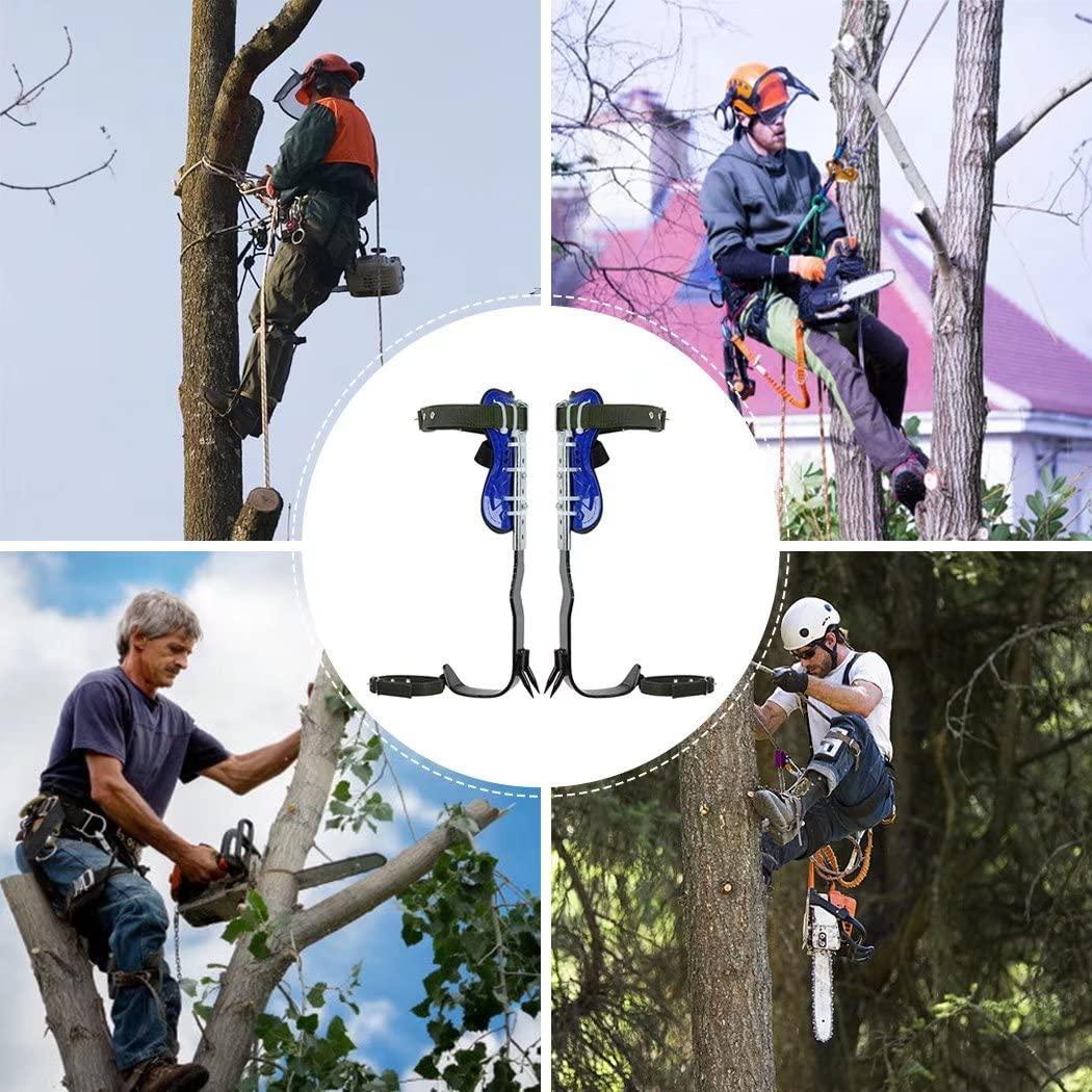 GothicBride Tree Climbing Spikes with Harness Belt, 304  Steel 2 Gear Tree Climbing Tool Adjustable Tree Climbing spikes with Non-Slip Pedal for Outdoor Activities