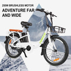 BRIGHT GG 20" ebike with Removable 36V 10AH Lithium Battery,Electric Bike for Adults with 250W Motor,Electric Bike(White/red)