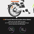 BRIGHT GG 20" ebike with Removable 36V 10AH Lithium Battery,Electric Bike for Adults with 250W Motor,Electric Bike(White/red)