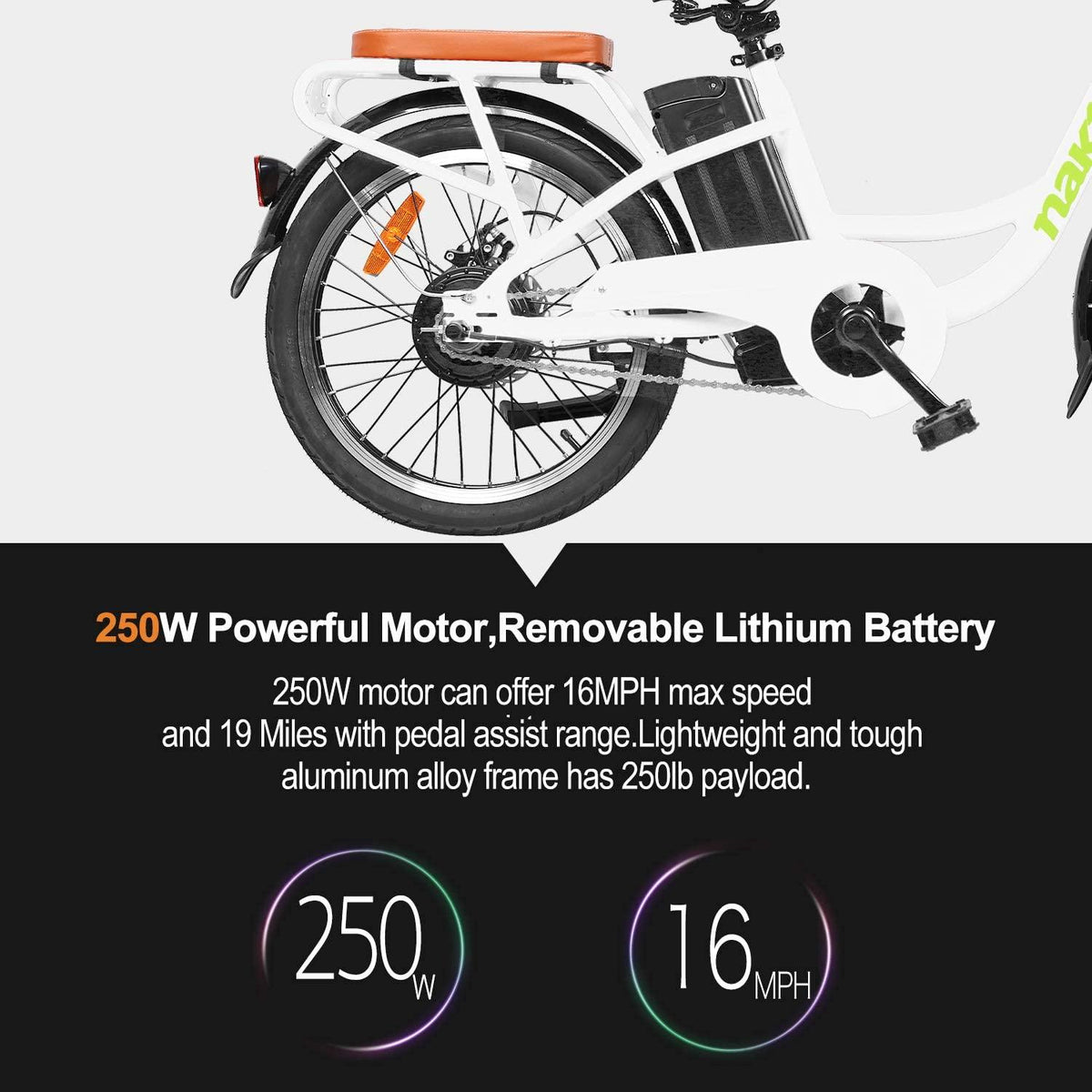 BRIGHT GG 20" ebike with Removable 36V 10AH Lithium Battery,Electric Bike for Adults with 250W Motor,Electric Bike(White/red)