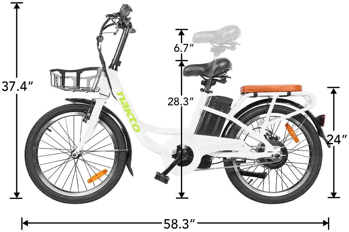 BRIGHT GG 20" ebike with Removable 36V 10AH Lithium Battery,Electric Bike for Adults with 250W Motor,Electric Bike(White/red)
