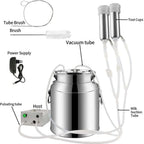 gfywzz electric milking machine for goat cow auto-stop milker machine pulsating stainless steel vacuum pump bucket portable livestock for farm household goat milker,for cows,7l
