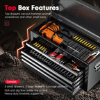 Metal Tool Chest, 8 Drawer Rolling Tool Chest with Wheels, Detachable Tool StoraCabinet with Lock for Garage, Assembled Steel Tool Cart with Liner & Hooks for Workshop, Warehouse (Black)