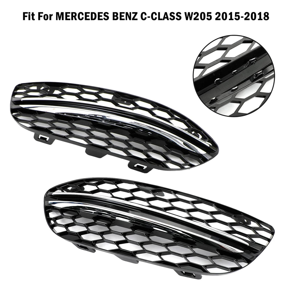 2015-2023 BENZ C-CLASS W205 Black Chrome Front Fog Light Cover 14475205 2058851623 Generic