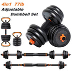 35KG Adjustable Dumbbell Set, 6 in 1 Adjustable Dumbbells / Barbell / Kettlebell / Push up, 77lb Bodybuilding Weight Training Kit for Home / GYM