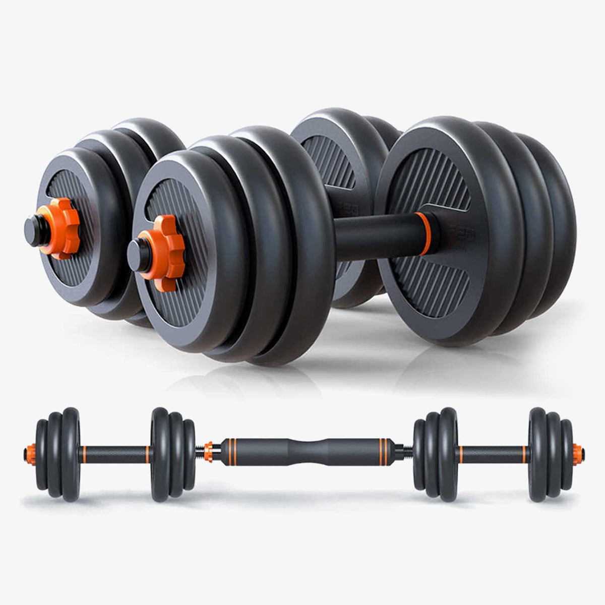 35KG Adjustable Dumbbell Set, 6 in 1 Adjustable Dumbbells / Barbell / Kettlebell / Push up, 77lb Bodybuilding Weight Training Kit for Home / GYM
