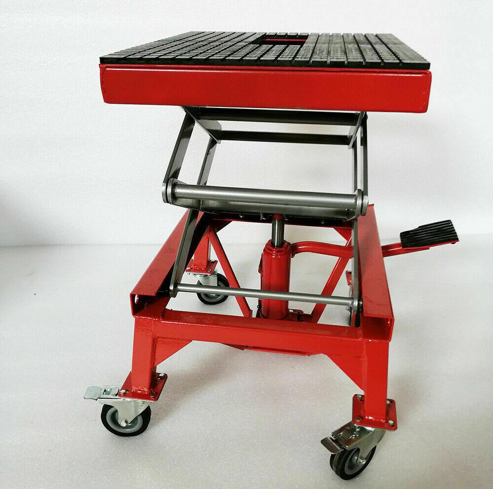 300lb Motorcycle Hydraulic Scissor Floor Jack Stands Lift Hoist Center Tool