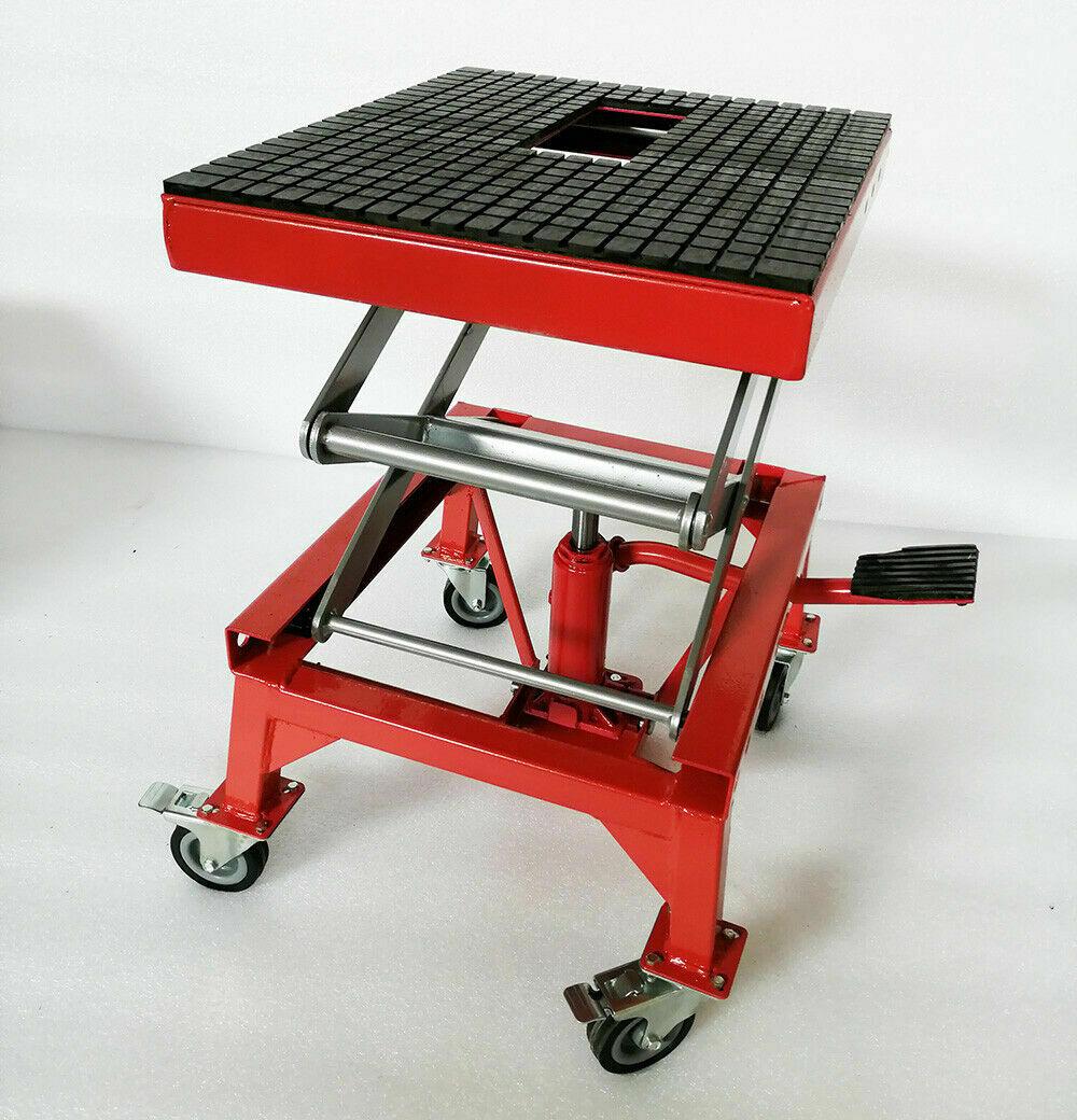 300lb Motorcycle Hydraulic Scissor Floor Jack Stands Lift Hoist Center Tool
