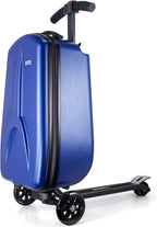 Scooter Luggage for Kids/Adult, 50L Ride On Scooter Suitcase Foldable Aluminum Trolley Case Travel Luggage for Business and School Boys and Girls-Navy Blue