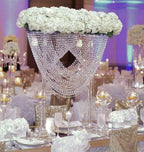 EVERBON Pack of 4 31.5 Inches Tall Wedding Crystal Centerpieces Metal Flower Chandeliers Acrylic Flower Stand Table Centerpiece Aisle Road Lead Party Decor