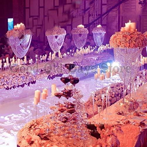 EVERBON Pack of 4 31.5 Inches Tall Wedding Crystal Centerpieces Metal Flower Chandeliers Acrylic Flower Stand Table Centerpiece Aisle Road Lead Party Decor