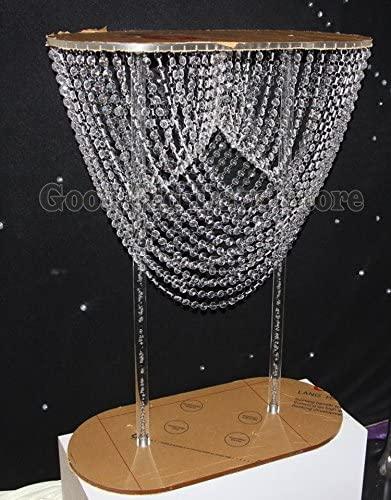 EVERBON Pack of 4 31.5 Inches Tall Wedding Crystal Centerpieces Metal Flower Chandeliers Acrylic Flower Stand Table Centerpiece Aisle Road Lead Party Decor