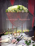 EVERBON Pack of 4 31.5 Inches Tall Wedding Crystal Centerpieces Metal Flower Chandeliers Acrylic Flower Stand Table Centerpiece Aisle Road Lead Party Decor
