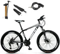 Topteng Mountain Bike 26" Wheels with Bicycle Pump, 21 Speeds Mountain Bike, Aluminum Frame, Disc Brakes Bicycle Disc Bicycles for Adult Men Women