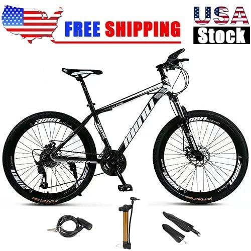 Topteng Mountain Bike 26" Wheels with Bicycle Pump, 21 Speeds Mountain Bike, Aluminum Frame, Disc Brakes Bicycle Disc Bicycles for Adult Men Women