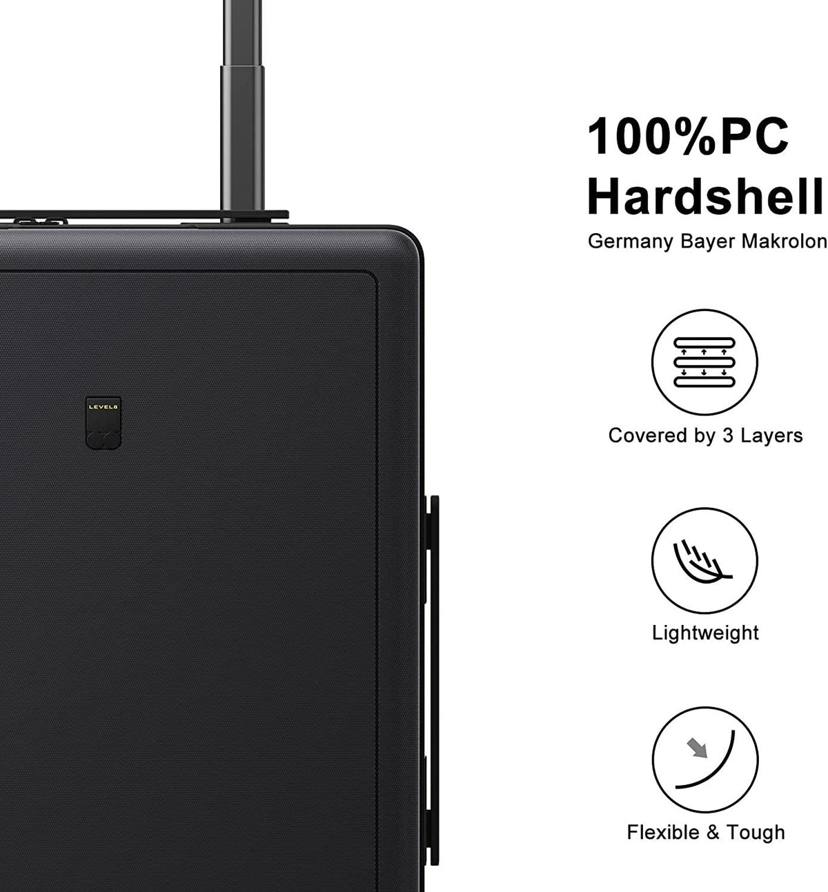 2 Piece Luggage Sets, Carry on Luggage Set 20 Inch 24 Inch, Hardshell Suitcase Set, Lightweight Luminous Textured PC Hardside Luggage With Spinner Wheels,TSA Lock, 2-Piece Set (20/24) - Black