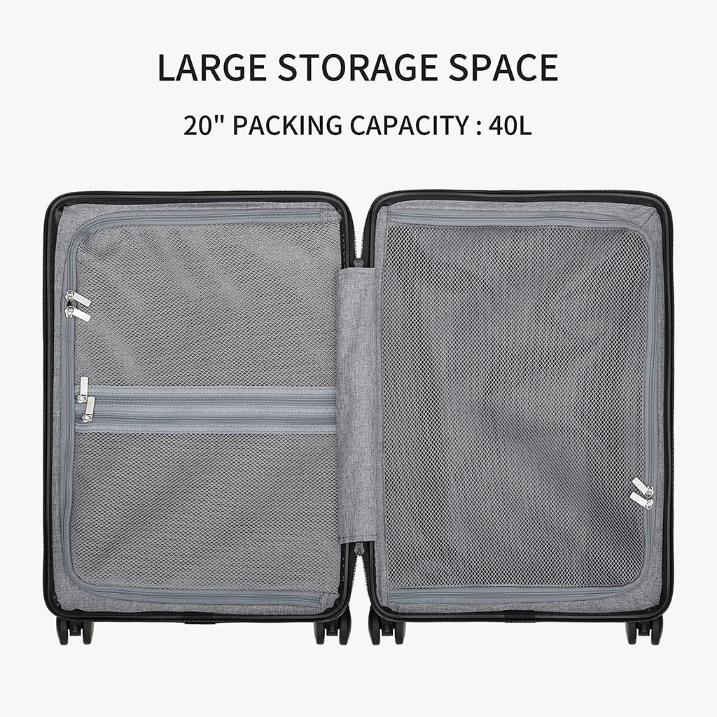 Carry on Luggage Airline Approved, Carry on Suitcases with Wheels, Lightweight PC Hardside Luminous Textured Luggage, TSA Approved, 20-Inch Carry-On, Black