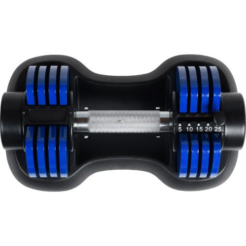 Adjustable Dumbbell 25 lbs with Fast Automatic Adjustable and Weight Plate for Body Workout Home Gym, blue, Note: Single