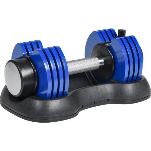 Adjustable Dumbbell 25 lbs with Fast Automatic Adjustable and Weight Plate for Body Workout Home Gym, blue, Note: Single