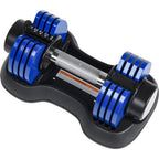 Adjustable Dumbbell 25 lbs with Fast Automatic Adjustable and Weight Plate for Body Workout Home Gym, blue, Note: Single