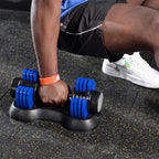 Adjustable Dumbbell 25 lbs with Fast Automatic Adjustable and Weight Plate for Body Workout Home Gym, blue, Note: Single