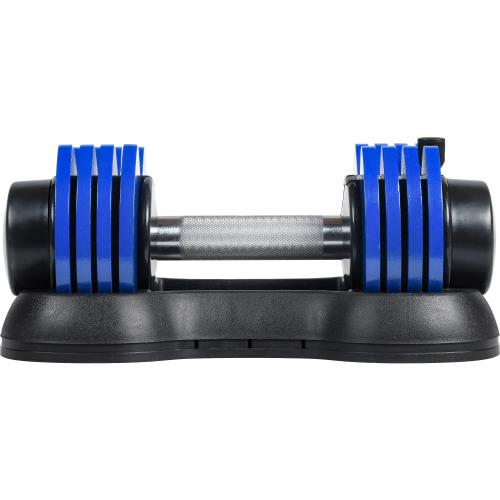 Adjustable Dumbbell 25 lbs with Fast Automatic Adjustable and Weight Plate for Body Workout Home Gym, blue, Note: Single