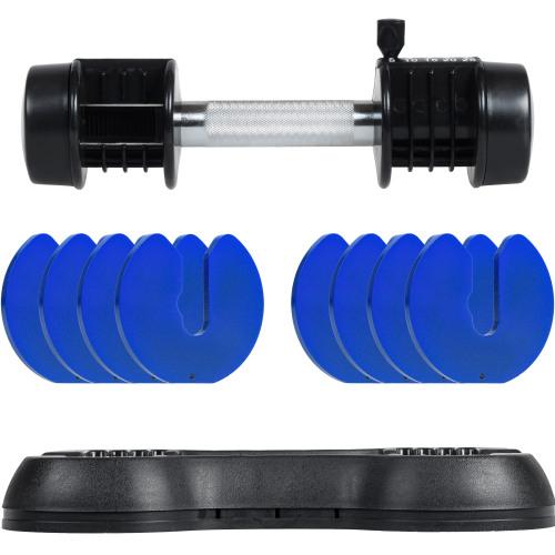 Adjustable Dumbbell 25 lbs with Fast Automatic Adjustable and Weight Plate for Body Workout Home Gym, blue, Note: Single