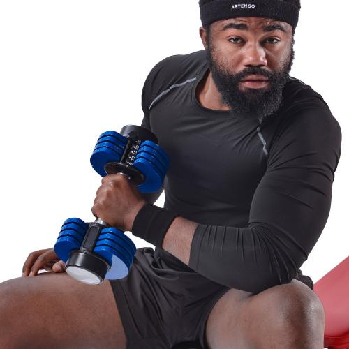 Adjustable Dumbbell 25 lbs with Fast Automatic Adjustable and Weight Plate for Body Workout Home Gym, blue, Note: Single