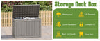 Outdoor StoraBox, 45 Gallon Deck Box with Lockable Lid, Waterproof Resin StoraBin for Cushions, Garden Tools, Patio Furniture, Grey