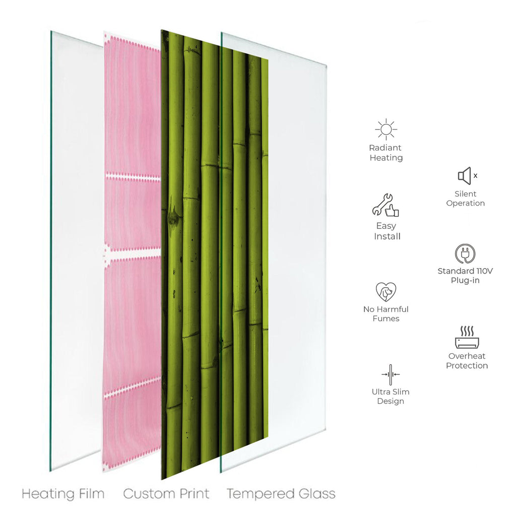 Heat Storm Electric Glass Infrared Heater, Indoor, Bamboo, HS-BAM-2448