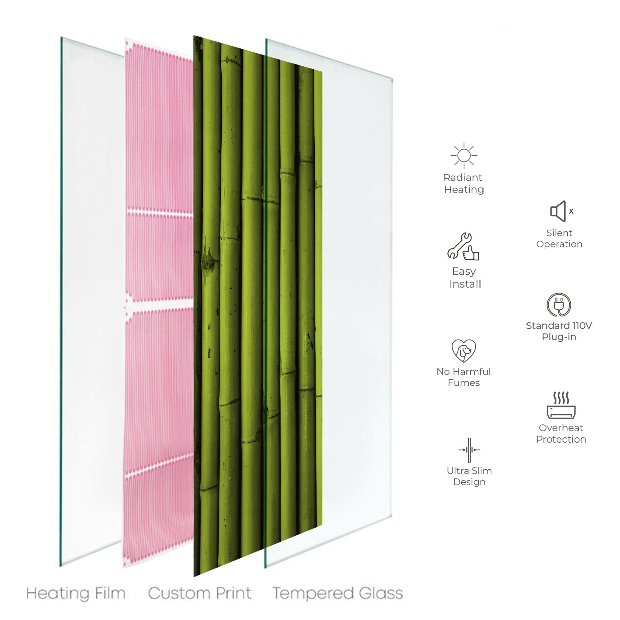Heat Storm Electric Glass Infrared Heater, Indoor, Bamboo, HS-BAM-2448