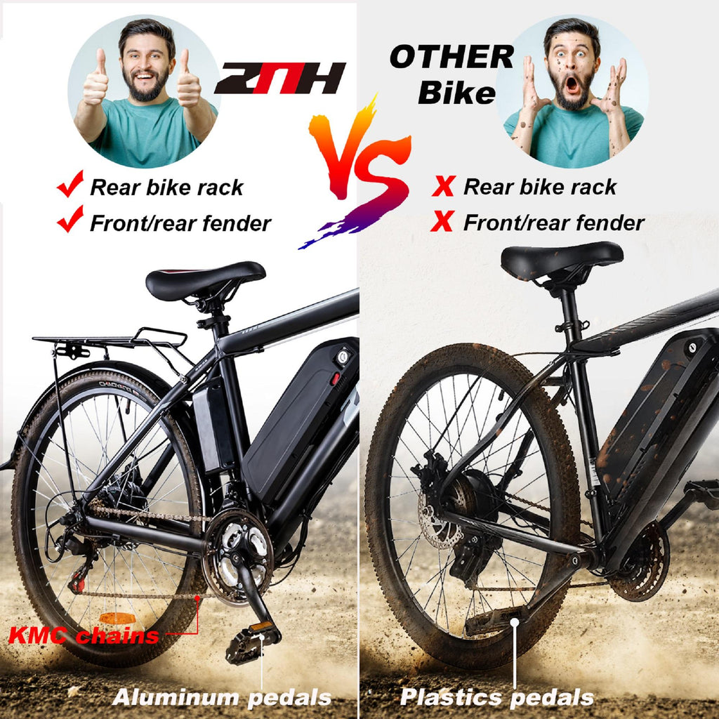 ZNH Electric Bike, Electric Mountain Bike 26 In. 350W Commuter Bicycle, Adult Ebike with Removable 36V/10AH Battery,  21-Speed Gears, Black