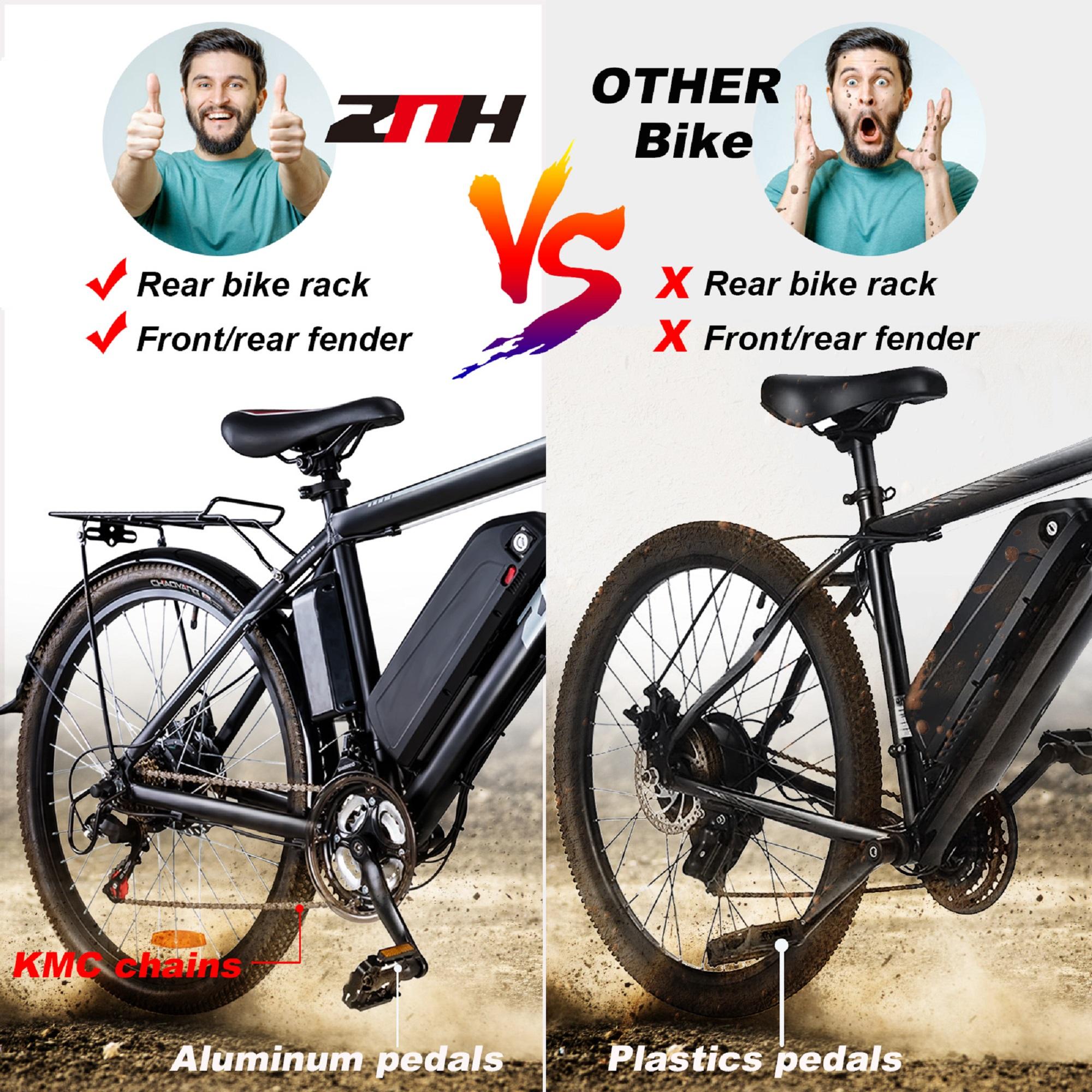 ZNH Electric Bike, Electric Mountain Bike 26 In. 350W Commuter Bicycle, Adult Ebike with Removable 36V/10AH Battery,  21-Speed Gears, Black