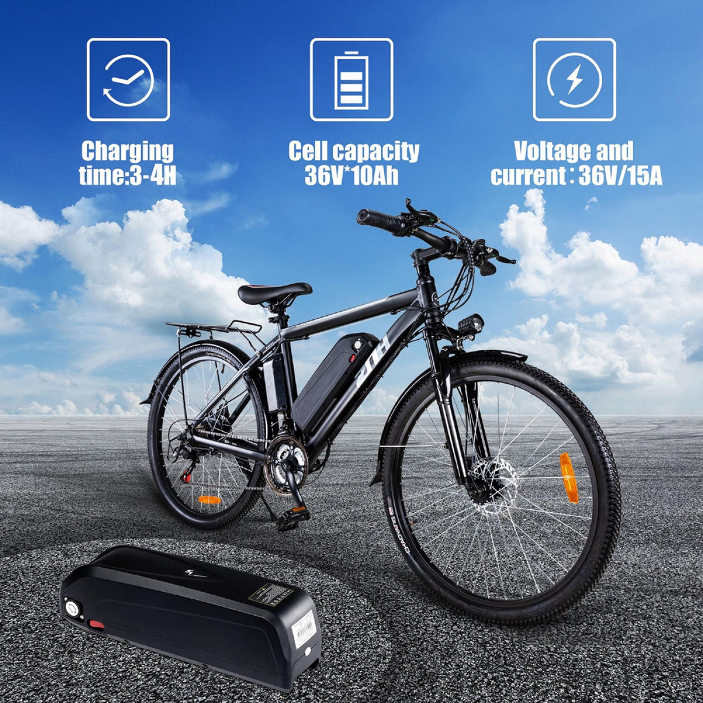 ZNH Electric Bike, Electric Mountain Bike 26 In. 350W Commuter Bicycle, Adult Ebike with Removable 36V/10AH Battery,  21-Speed Gears, Black
