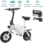 350W Folding Electric Bicycle with 15Mile RanCollapsible Lightweight Aluminum E-Bike -in 36V 6AH Lithium-Ion Battery, APP Speed Setting and Handlebar Display (White-6AH)