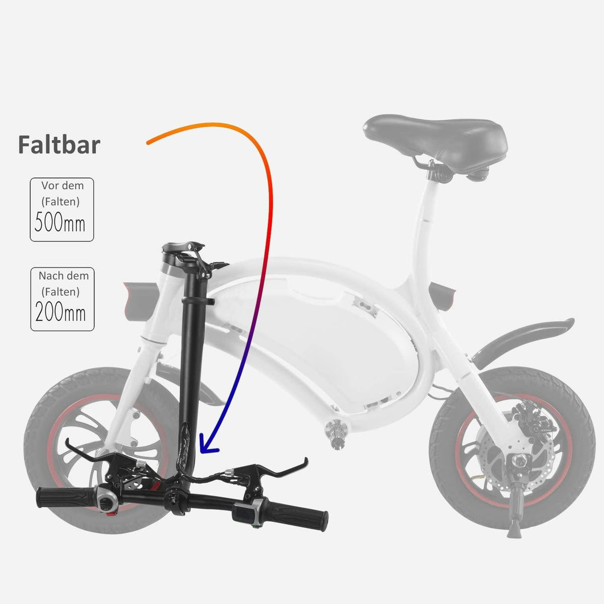 350W Folding Electric Bicycle with 15Mile RanCollapsible Lightweight Aluminum E-Bike -in 36V 6AH Lithium-Ion Battery, APP Speed Setting and Handlebar Display (White-6AH)