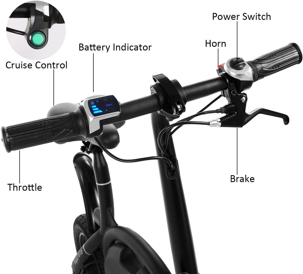 350W Folding Electric Bicycle with 15Mile RanCollapsible Lightweight Aluminum E-Bike -in 36V 6AH Lithium-Ion Battery, APP Speed Setting and Handlebar Display (White-6AH)