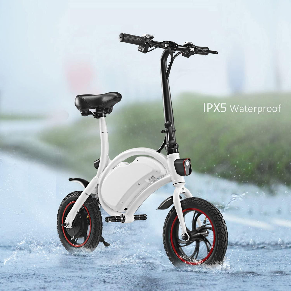 350W Folding Electric Bicycle with 15Mile RanCollapsible Lightweight Aluminum E-Bike -in 36V 6AH Lithium-Ion Battery, APP Speed Setting and Handlebar Display (White-6AH)