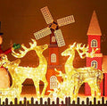 ZJDU Lit Artificial Christmas Décor, Outdoor Christmas Gold Champagne Lighted Deer Buck Doe &amp; Fawn Set Outdoor Yard Decoration Light Up Display,Male Deer