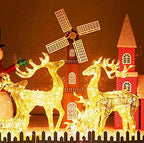 ZJDU Lit Artificial Christmas Décor, Outdoor Christmas Gold Champagne Lighted Deer Buck Doe &amp; Fawn Set Outdoor Yard Decoration Light Up Display,Male Deer