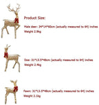 ZJDU Lit Artificial Christmas Décor, Outdoor Christmas Gold Champagne Lighted Deer Buck Doe &amp; Fawn Set Outdoor Yard Decoration Light Up Display,Male Deer