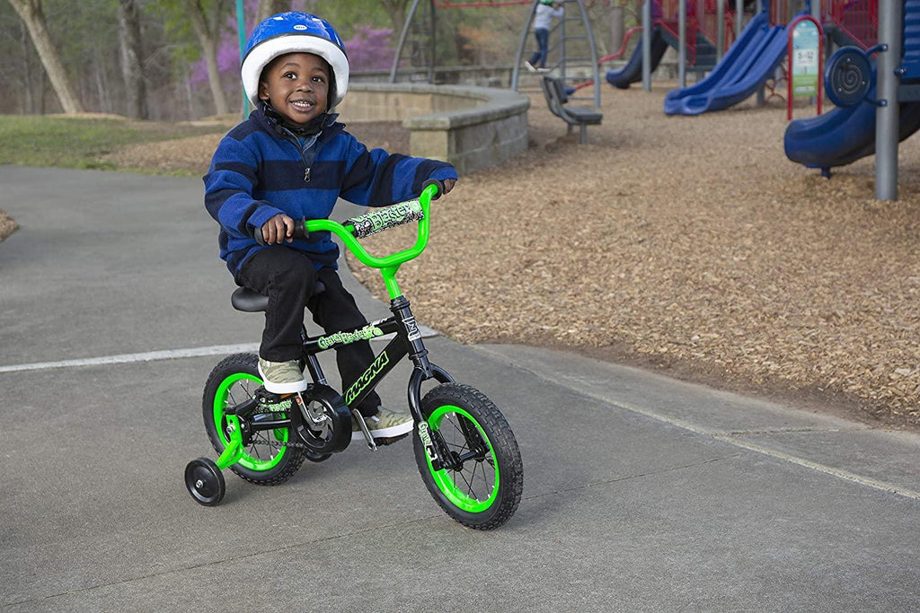 Dynacraft Magna Kids Bike Boys 12 Inch Wheels with Training Wheels in Red, Blue and Green for Ages 2 Years and Up