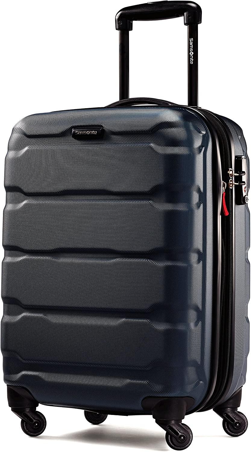 Omni Pc Hardside Expandable Luggage with Spinner Wheels (Navy, Checked-Large 28-Inch)
